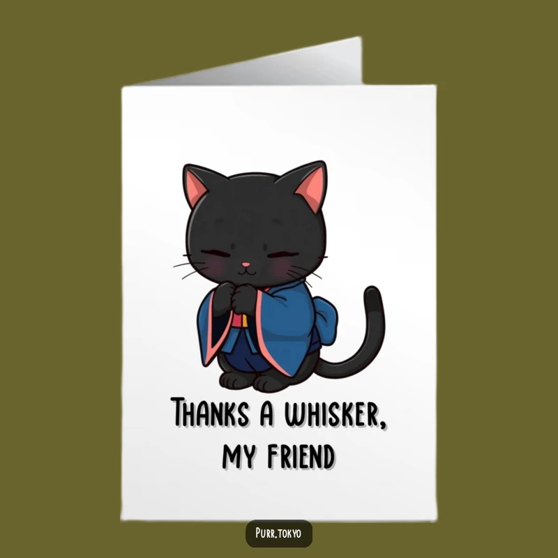 Free Printable Thank You Card: Bowing Cat Gratitude Funny Downloadable Gift