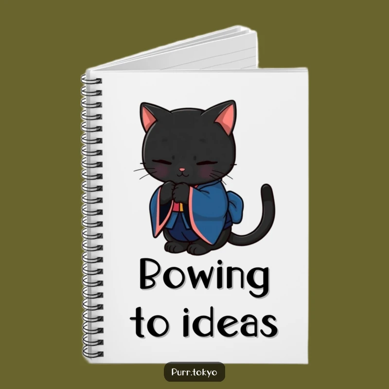 Funny Black Cat Kimono Notebook - Graceful Feline Journal, Perfect Funny Gift